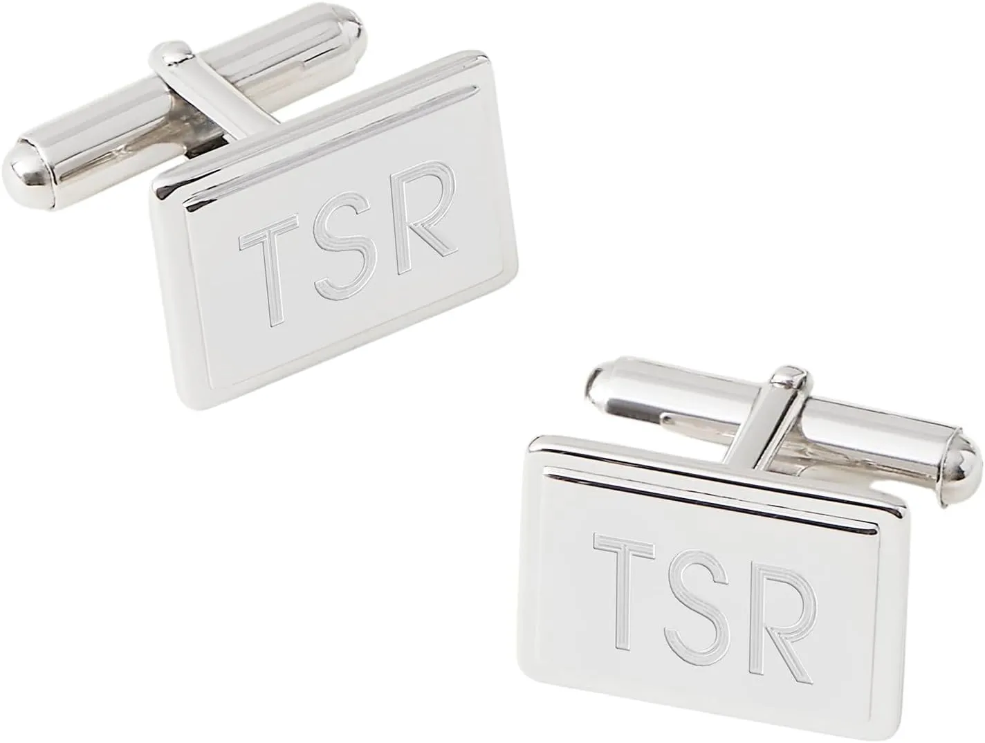 THINGS REMEMBERED Sterling Silver Rectangle Cuff Links (Free Customization)