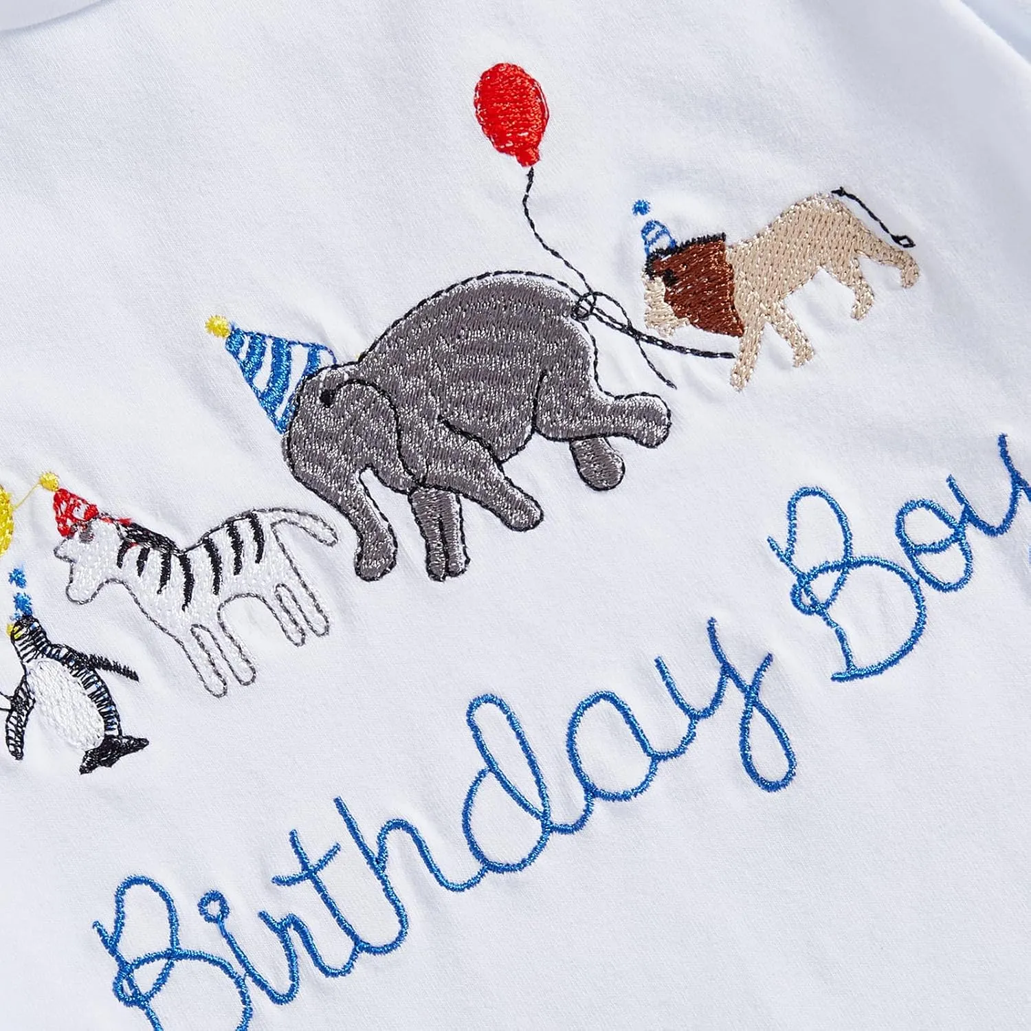Toddler Baby Boy Birthday Outfit Letter Animals Balloon Embroidery Short Sleeve T-Shirt and Gingham Plaid Shorts Set