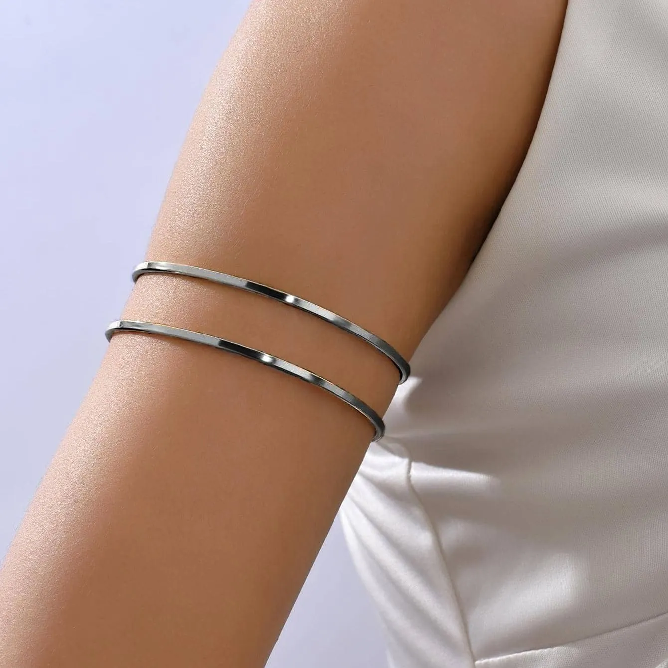 Todenb Upper Arm Cuff for Women Minimalist Adjustable Arm Band Gold Silver Arm Cuff Multi-Layer Arm Bracelet Upper Arm Jewelry
