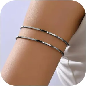 Todenb Upper Arm Cuff for Women Minimalist Adjustable Arm Band Gold Silver Arm Cuff Multi-Layer Arm Bracelet Upper Arm Jewelry