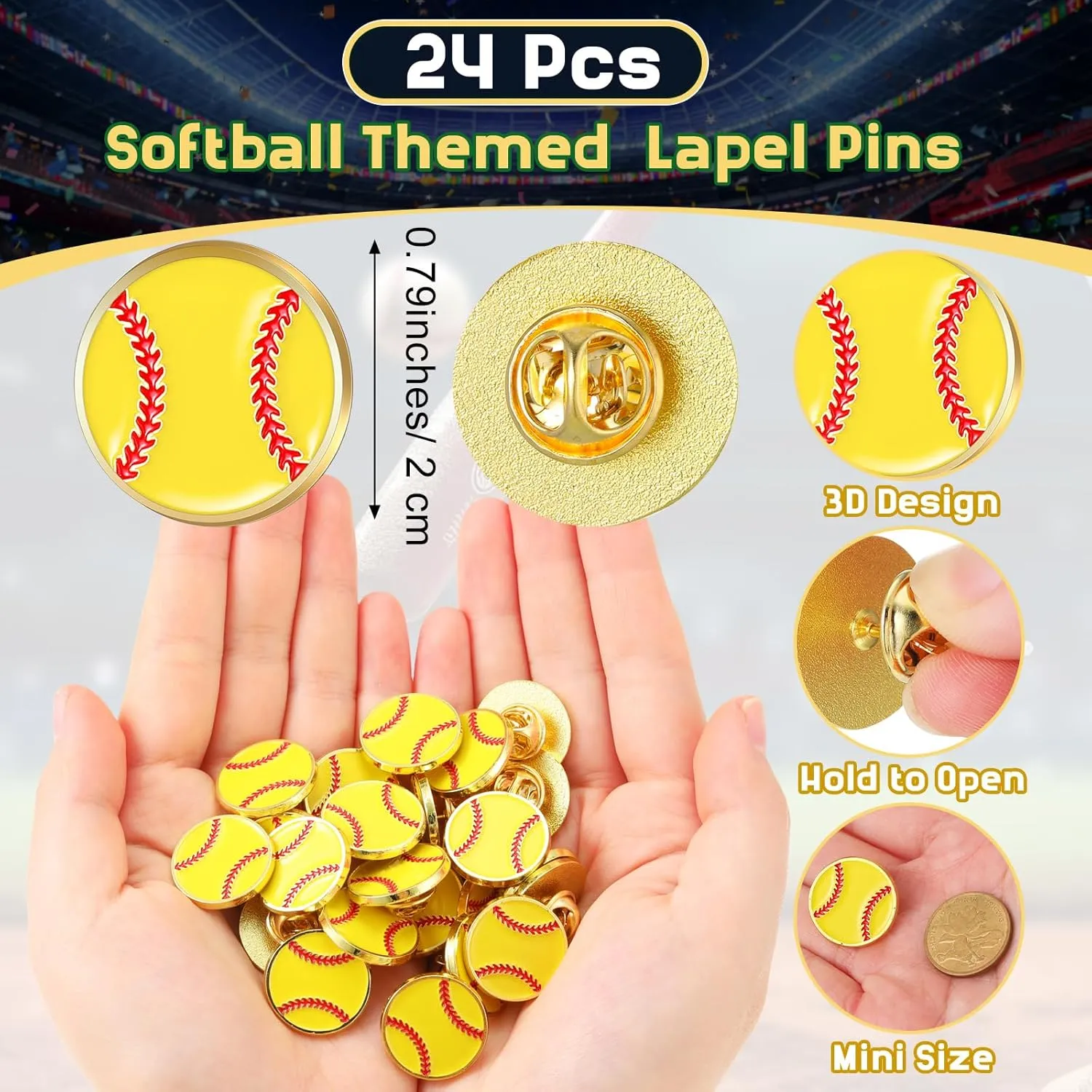 Tondiamo 24 Pcs Sports Logo Lapel Brooch Lapel Pin 3/4" Sports Team Enamel Pins with Clutch for Backpack Hat Decor