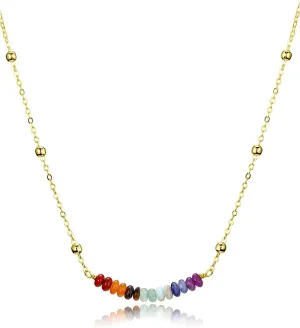 Top Plaza 7 Chakra Crystal Necklace for Women Tiny Natural Gemstone Beads Necklace 14K Gold Plated Healing Stone Necklace Yoga Meditation Jewelry Birthday Gifts