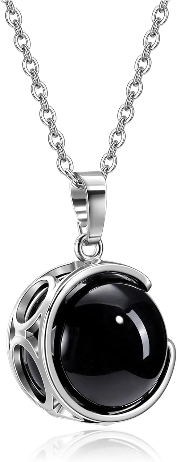 Top Plaza Amethyst Healing Crystal Stone Necklace Round Ball Rotating Natural Gemstone Pendant Necklace for Women Purple Energy Jewelry Christmas Gifts