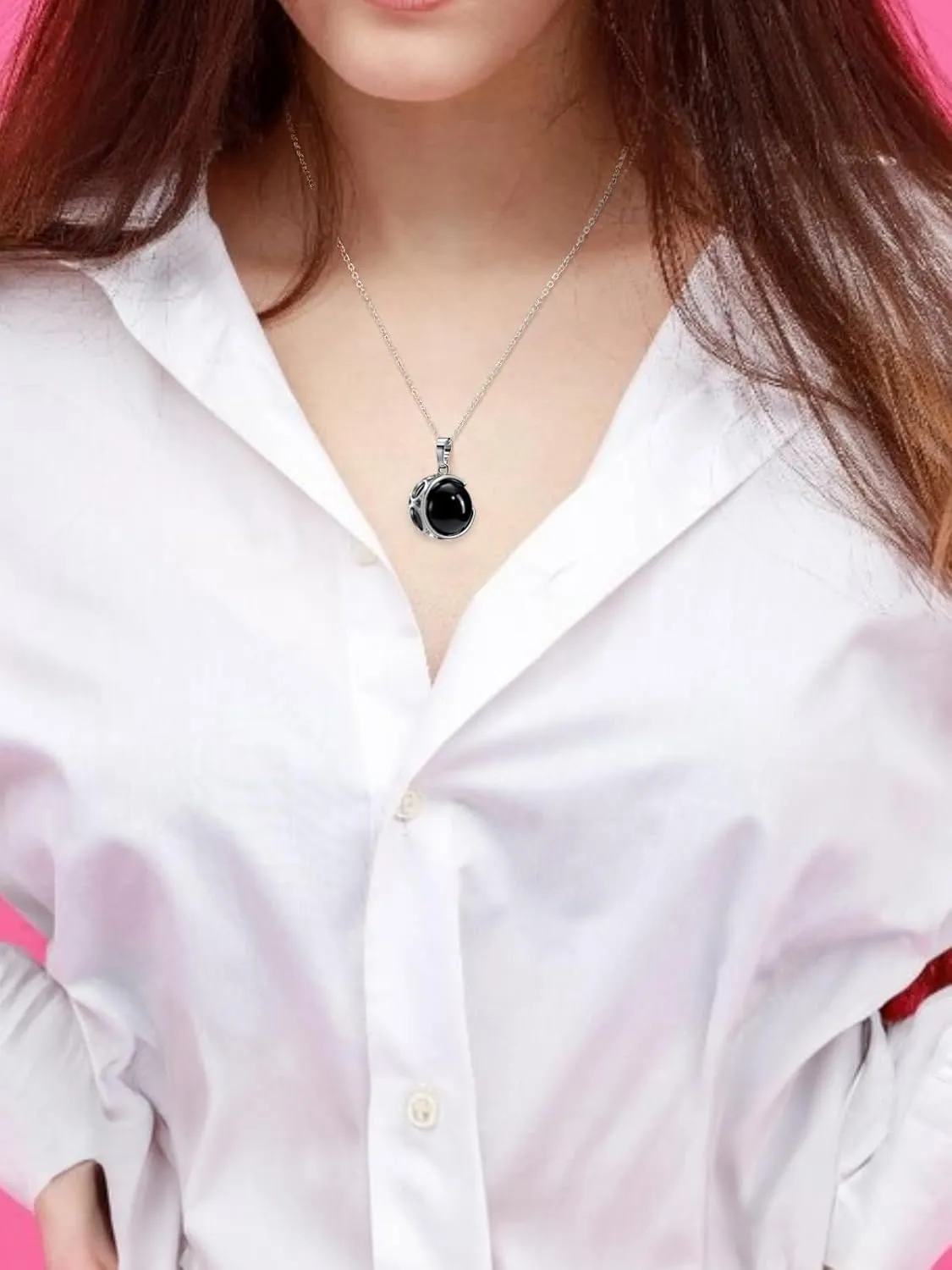 Top Plaza Amethyst Healing Crystal Stone Necklace Round Ball Rotating Natural Gemstone Pendant Necklace for Women Purple Energy Jewelry Christmas Gifts