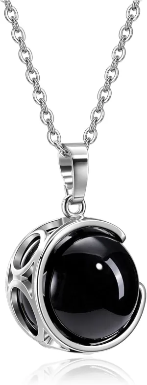 Top Plaza Amethyst Healing Crystal Stone Necklace Round Ball Rotating Natural Gemstone Pendant Necklace for Women Purple Energy Jewelry Christmas Gifts