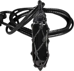 TUMBEELLUWA Hexagonal Crystal Points Pendant Necklace for Unisex Wrapped Stone Wand Pendant with Adjustable Cord
