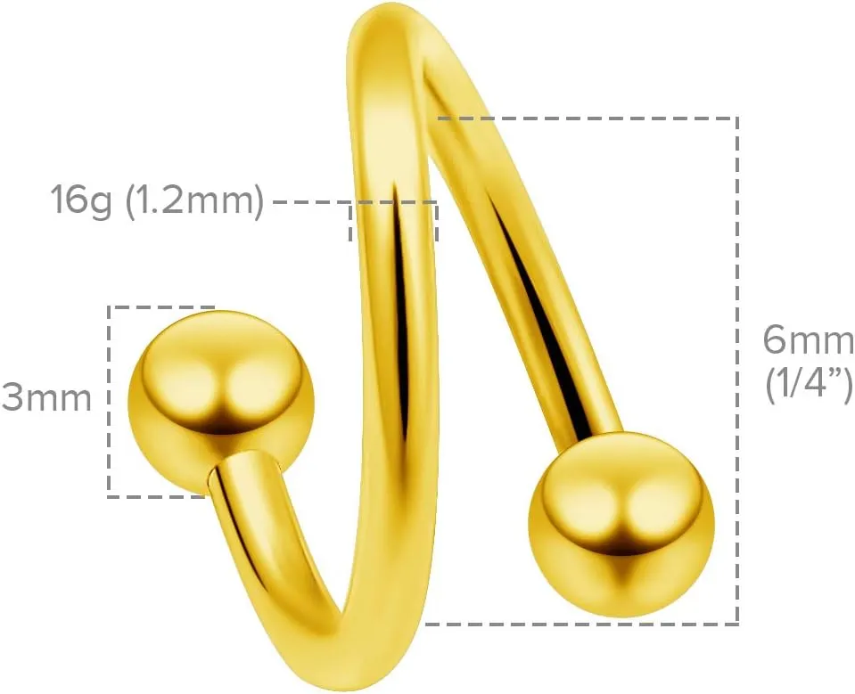 Twister Cartilage Barbell Eyebrow Spiral Belly Button Ring Helix Twist Daith Navel Hood Earring Hoop Tragus