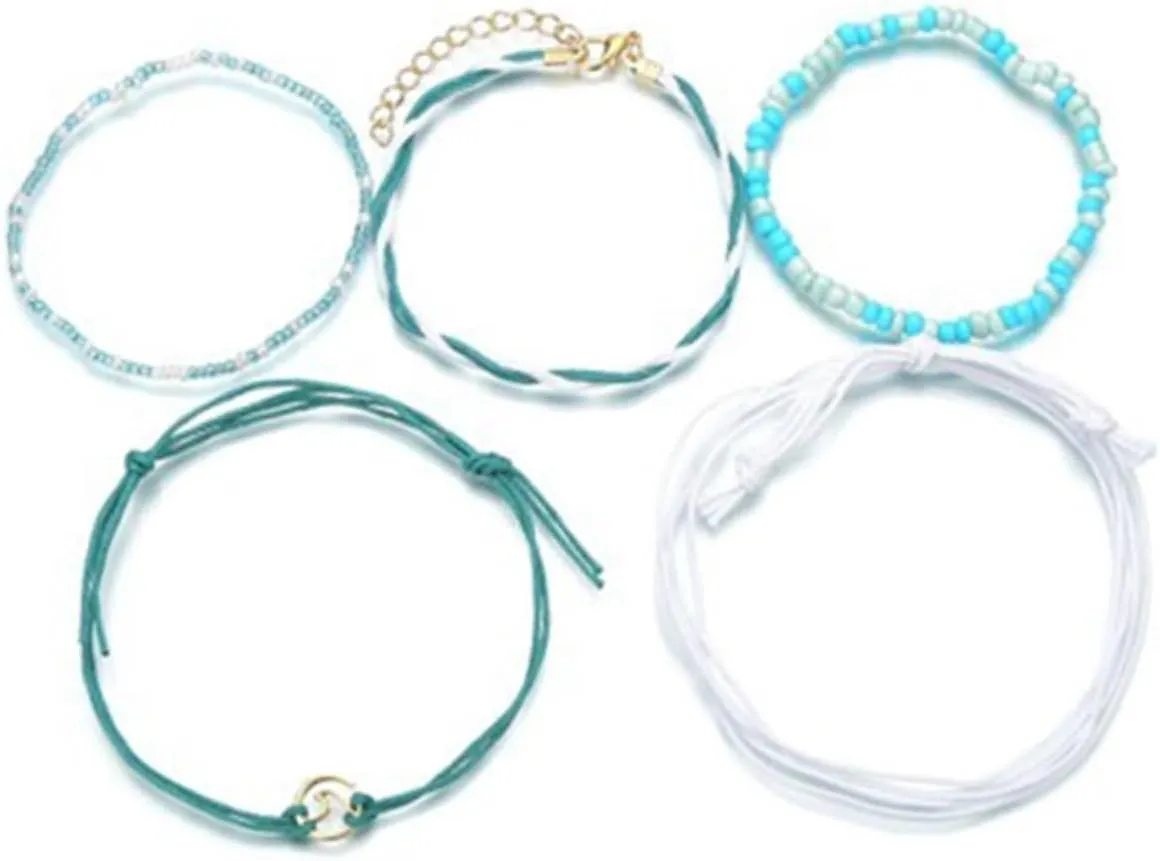 Unique Leather Rope Anklet Beaded Bracelet for Women Fashion Jewelry Multi-layer Foot Accessory Beach Accessories