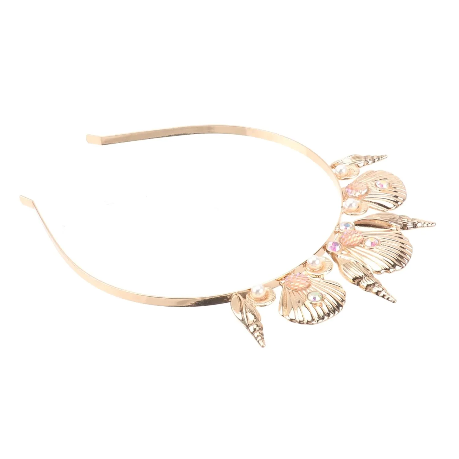 Unique Shell Conch Crown Headband Stylish Gold Hair Band Decorative Headdress Perfect for Parties Weddings