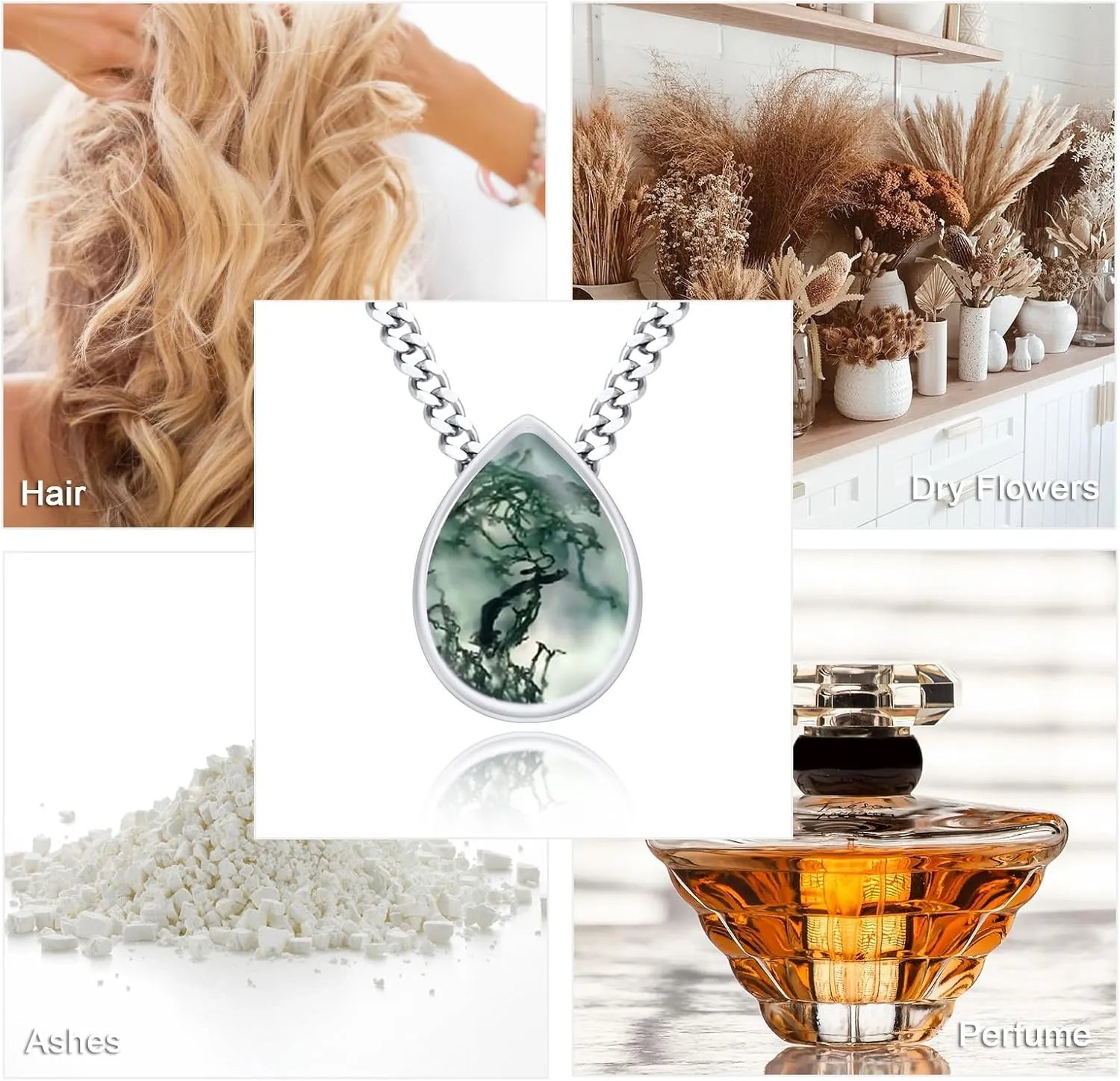 Urn Necklace for Ashes 925 Sterling Silver Cremation Pendant Horse/Dragon/Owl/Moonstone/Opal/Turquoise/Moss Agate/Malachite Keepsake Memorial Jewelry for Women Men