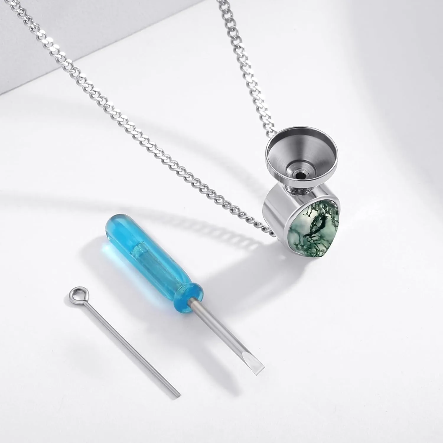 Urn Necklace for Ashes 925 Sterling Silver Cremation Pendant Horse/Dragon/Owl/Moonstone/Opal/Turquoise/Moss Agate/Malachite Keepsake Memorial Jewelry for Women Men