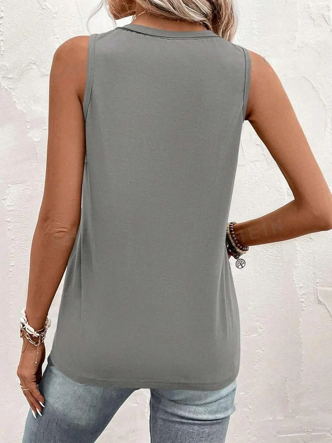 V Neck Tank Tops for Women Summer Casual Button Down Sleeveless T Shirts Casual Loose Tops Clothes Outfits