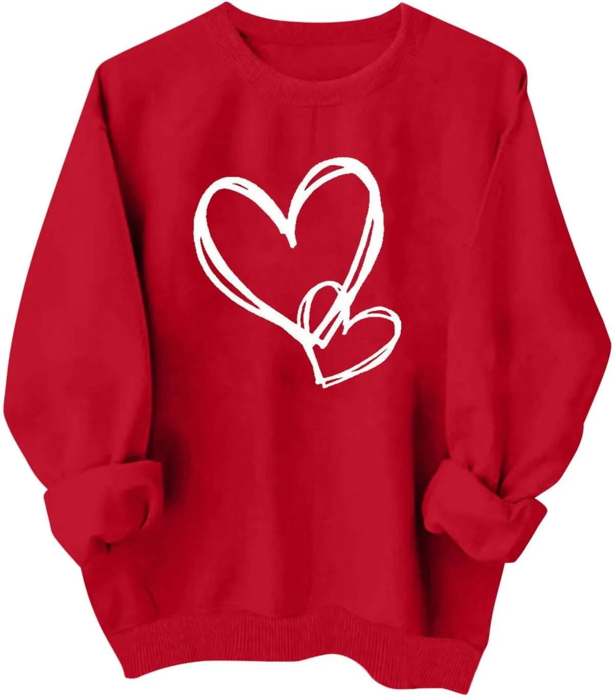 Valentine's Shirts for Women,Love Heart Long Sleeve Crewneck Pullover Top Trendy Oversized Sweatshirts 2024