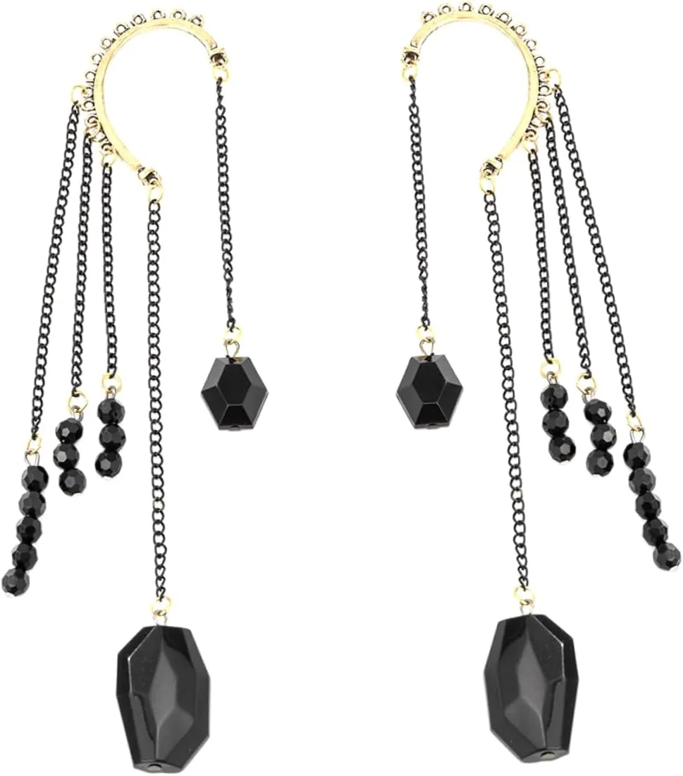 VALICLUD 1 Pair Long Chain Tassel Ear Cuff Earrings for Women Non Pierced Ear Accessories Fashionable Design for Parties and Daily Wear