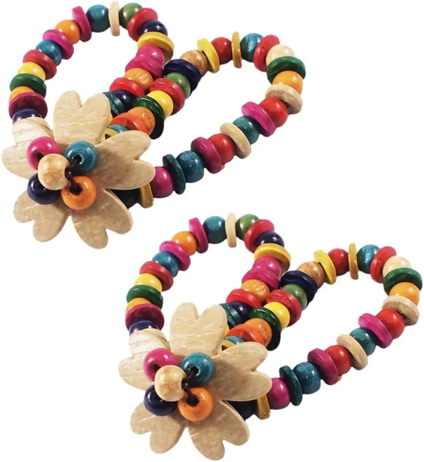 VALICLUD 2pcs Colorful Hand Woven Rope Chain Bracelet Unique Bohemia Jewelry for Women Coconut Shell Flower Design Comfortable Elastic Wrist Accessories Friends Loved Ones