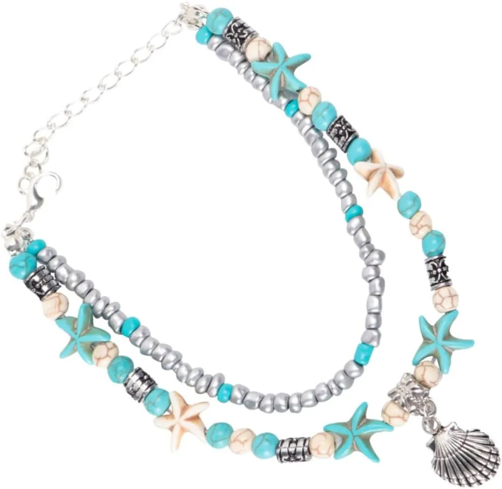 VANZACK 1pc Ankle Chain Bracelet Beads Anklets Ankle Bracelets for Women Beaded Beads for Bracelets Pearl Foot Hanging Accessories Ankle Jewelry Creative Anklet Alloy Colorful