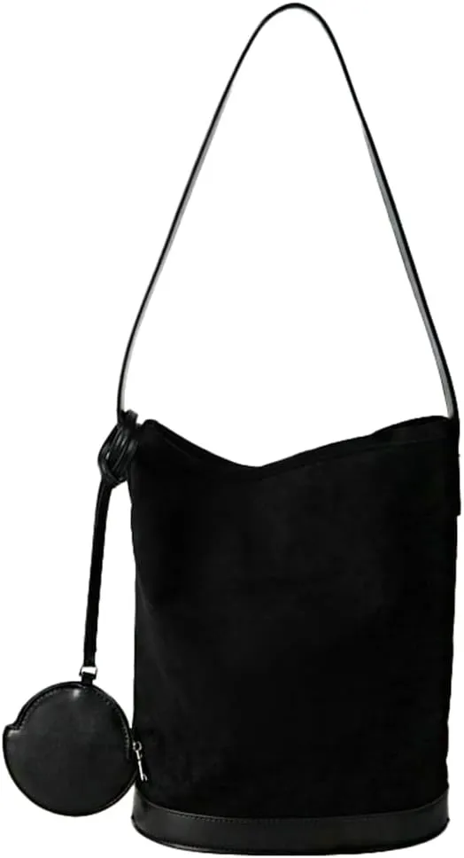 Vintage Suede Bucket Bag for Women Slouchy Handbag Shoulder Bag Fall Suede Purse Top Handle Tote Handbag with Small Purse