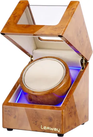Watch Winder Super Quiet Automatic Watch Winder Four Rotation ModesBattery Operated or AcWatch Rotator,with Led Light High-End Piano Paint Baking Process Single Watch Winder