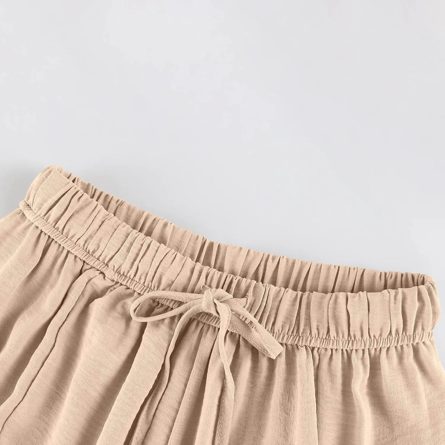 Wide Leg Harem Pants Women with Pockets Summer Casual Drawstring Plus Size Palazzo Pants 2025 Flowy Beach Cropped Pant