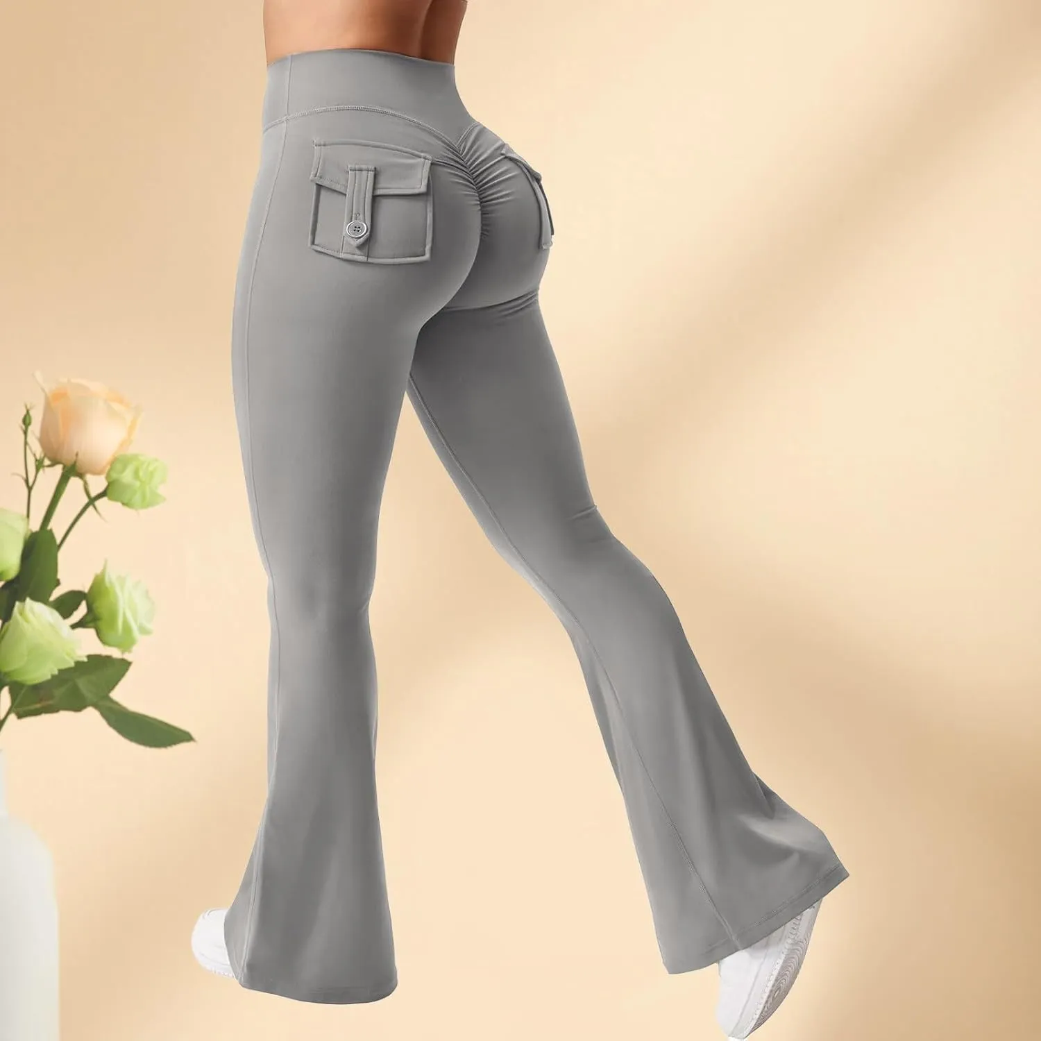 Wide Leg Pants Woman Yoga Fit High Waisted Sweatpants Soft Flare Leggings Athletic Tummy Control Trouser Cargo Pant