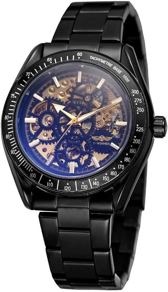 Winner Retro Bronze Military Design Blue Glass Waterproof Mens Watches Automatic Mechanical Watch Skeleton Luxury Male Clock