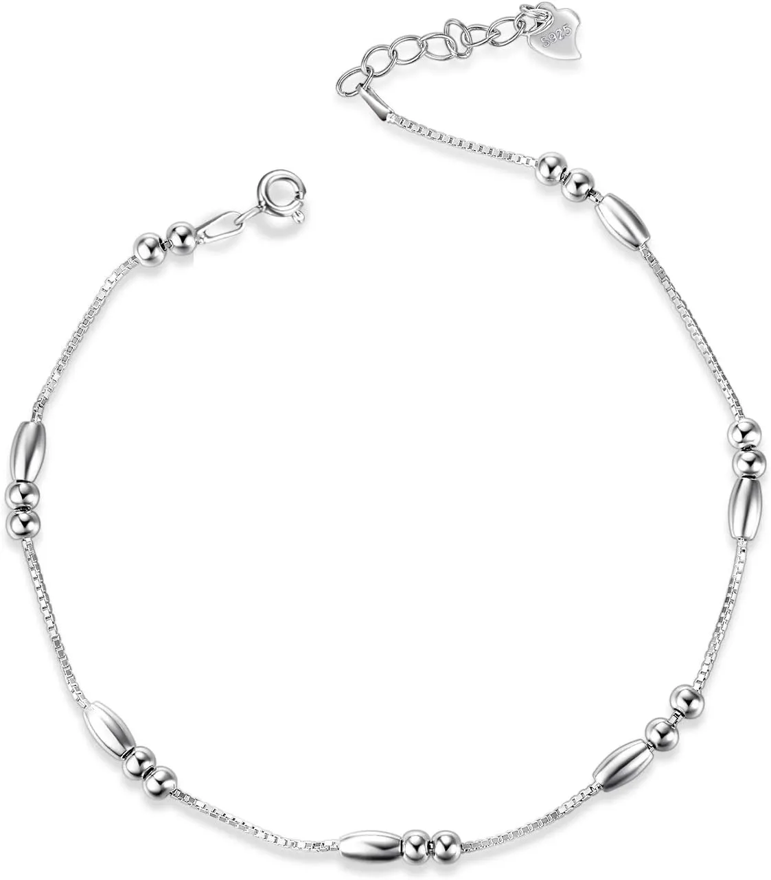 WINNICACA Womens Anklet 925 Sterling Silver Beaded Celtic Infinity Butterfly Anklet Bracelet Dainty Ankle Adjustable 11" Ankle Jewelry Gifts for Women Summer Beach Birthday Graduation Holiday Gift