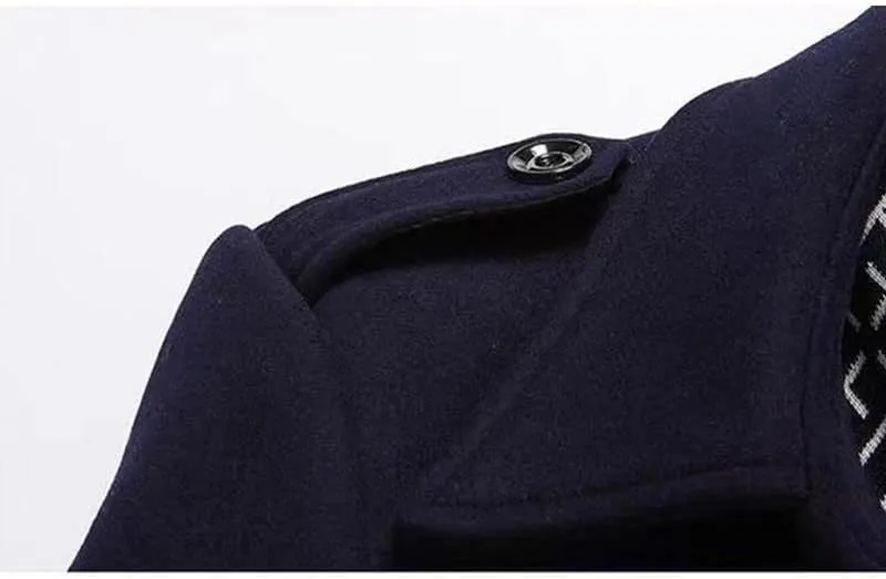 Winter Men Wool Coats Middle Long Scarf Collar Cotton-Padded Thick Warm Woolen Coat Male Trench Coat Overcoat