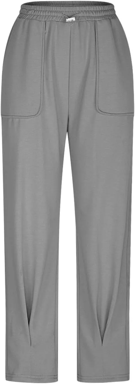 Women Baggy Wide Leg Harem Pants Elastic High Waist Drawstring Pants Summer Casual Jogger Sweatpants with Pockets