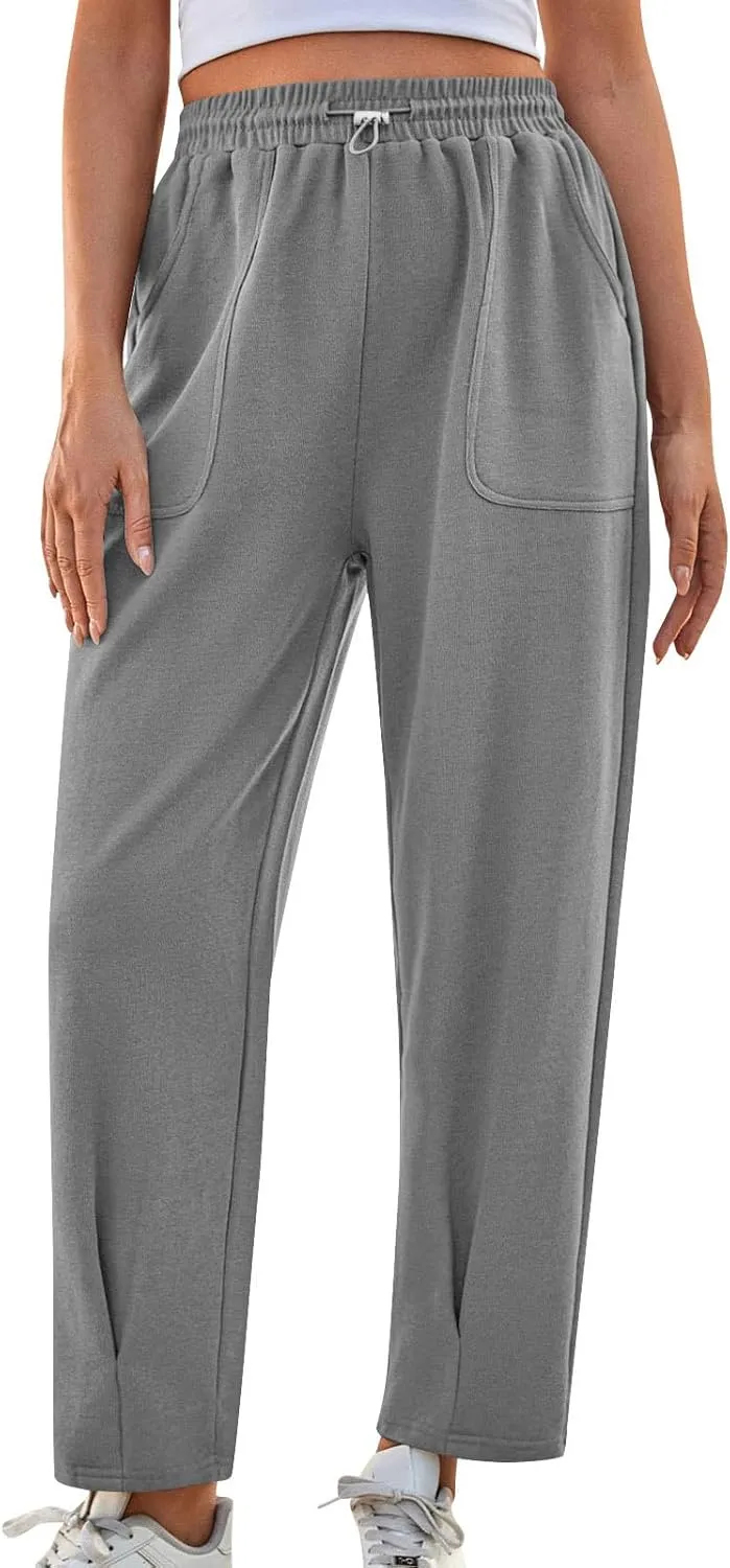 Women Baggy Wide Leg Harem Pants Elastic High Waist Drawstring Pants Summer Casual Jogger Sweatpants with Pockets