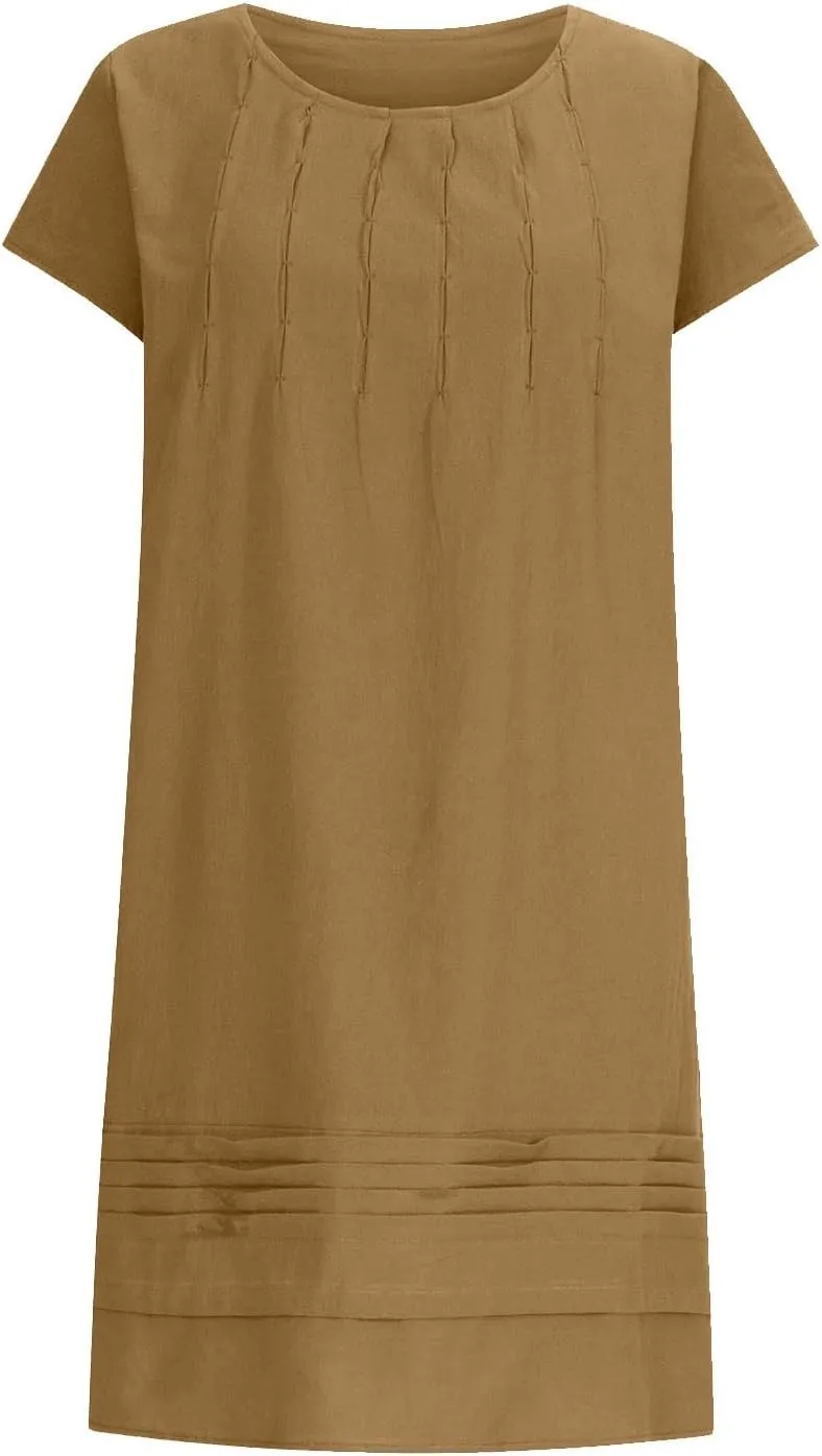 Women Cotton Linen Summer Dresses Casual Mini Short Dress Gauze Boho Dresses 2024 Trendy Vacation Clothing