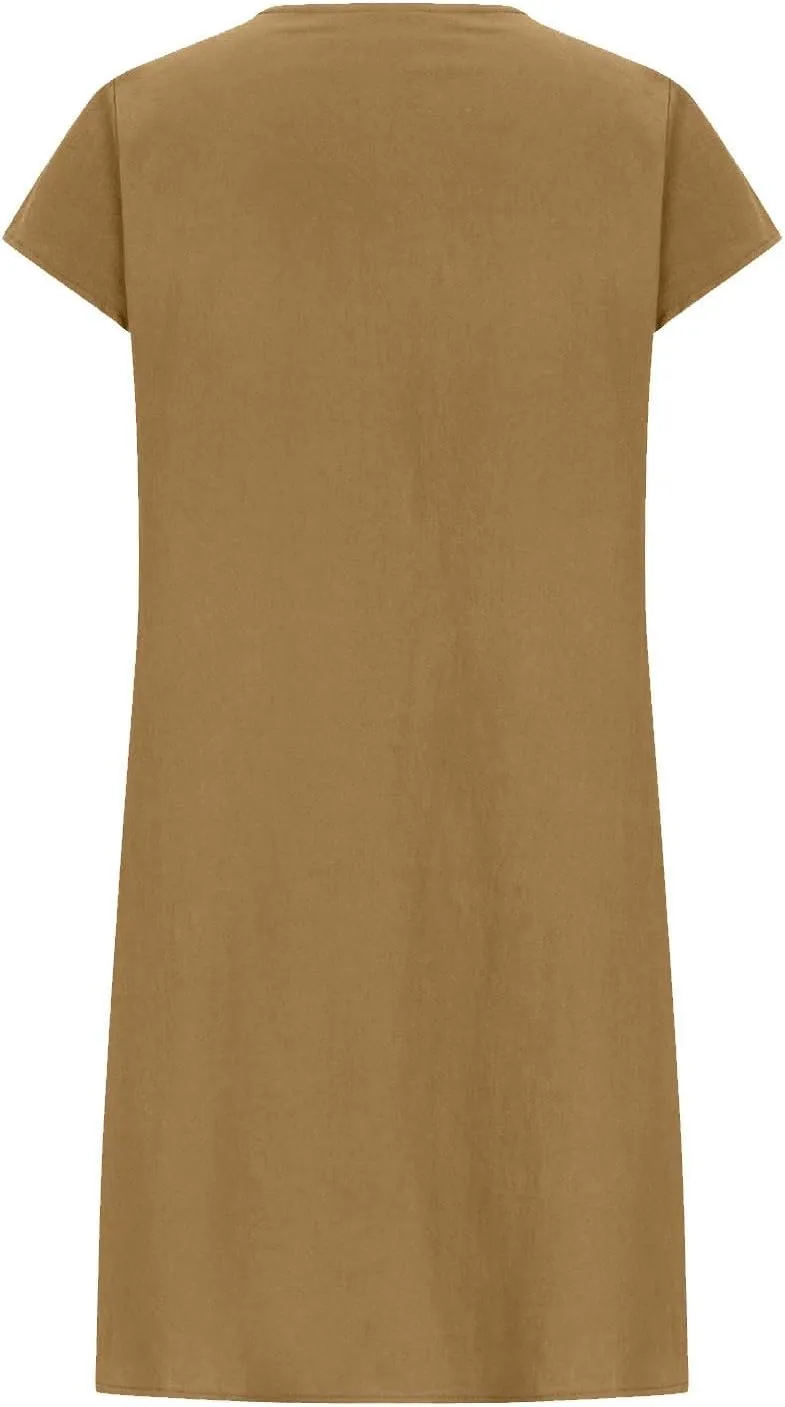 Women Cotton Linen Summer Dresses Casual Mini Short Dress Gauze Boho Dresses 2024 Trendy Vacation Clothing