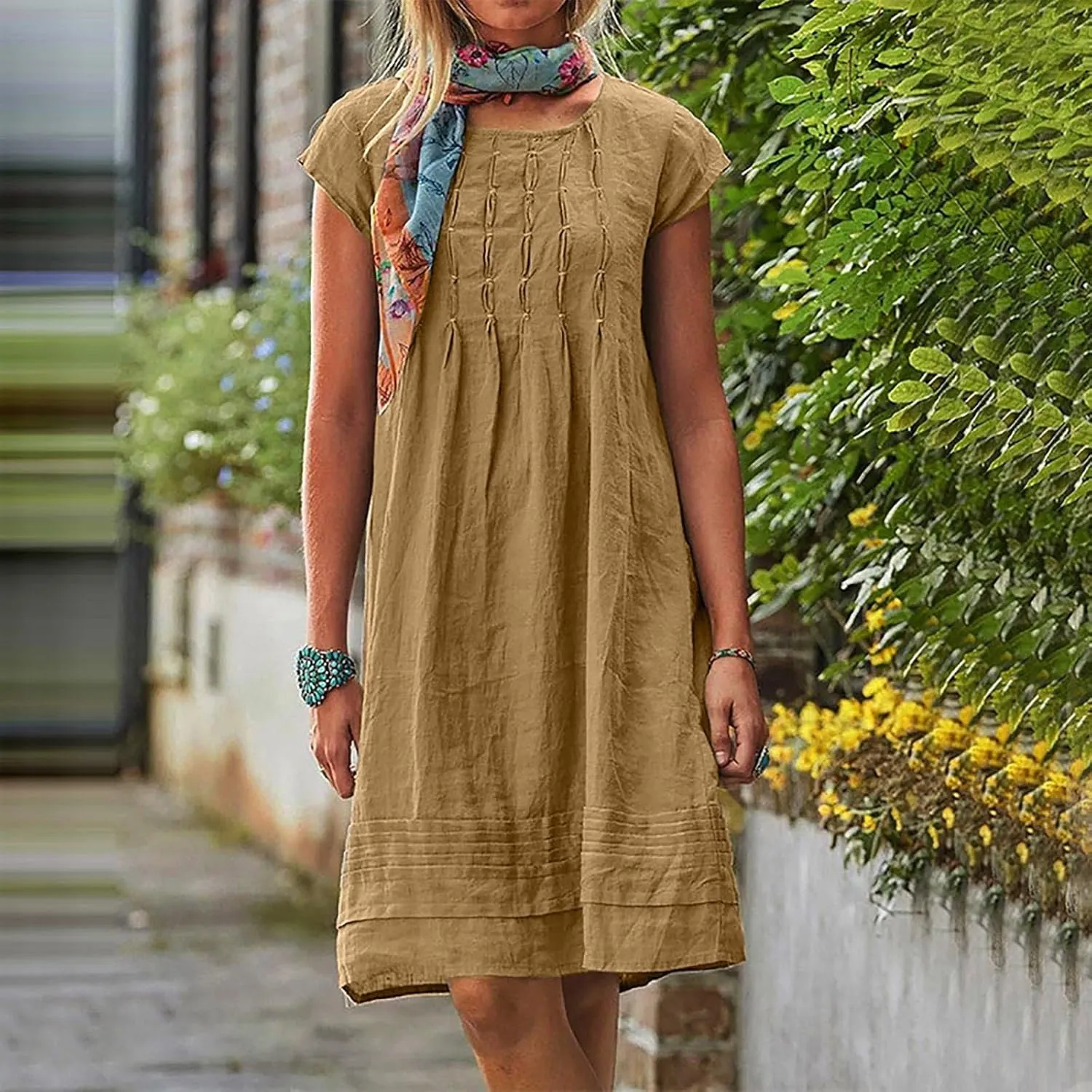 Women Cotton Linen Summer Dresses Casual Mini Short Dress Gauze Boho Dresses 2024 Trendy Vacation Clothing