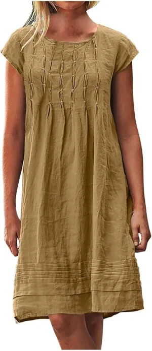 Women Cotton Linen Summer Dresses Casual Mini Short Dress Gauze Boho Dresses 2024 Trendy Vacation Clothing