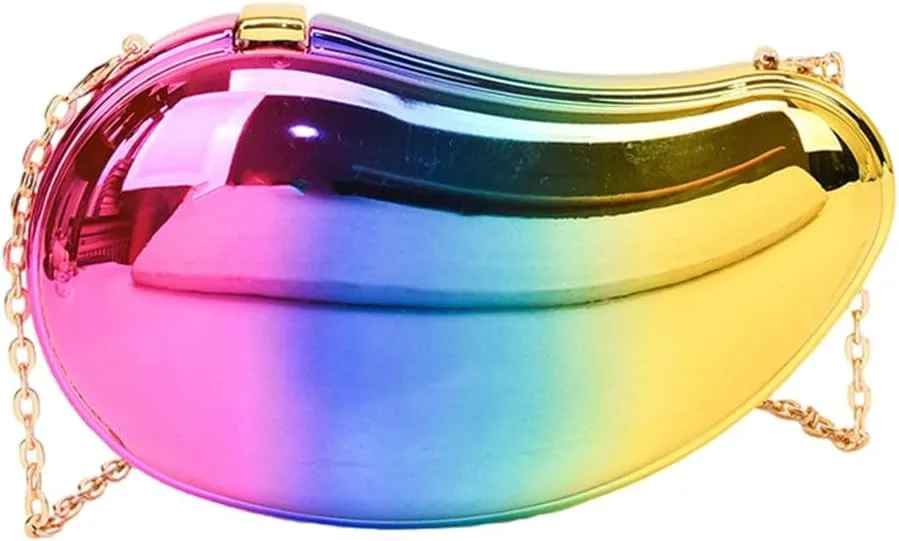 Women Evening Bag Mangos Shape Evening Clutch Bag Chain Strap Crossbody Bag Metallic Evening Handbag Shoulder Bag