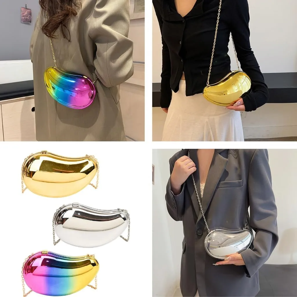 Women Evening Bag Mangos Shape Evening Clutch Bag Chain Strap Crossbody Bag Metallic Evening Handbag Shoulder Bag