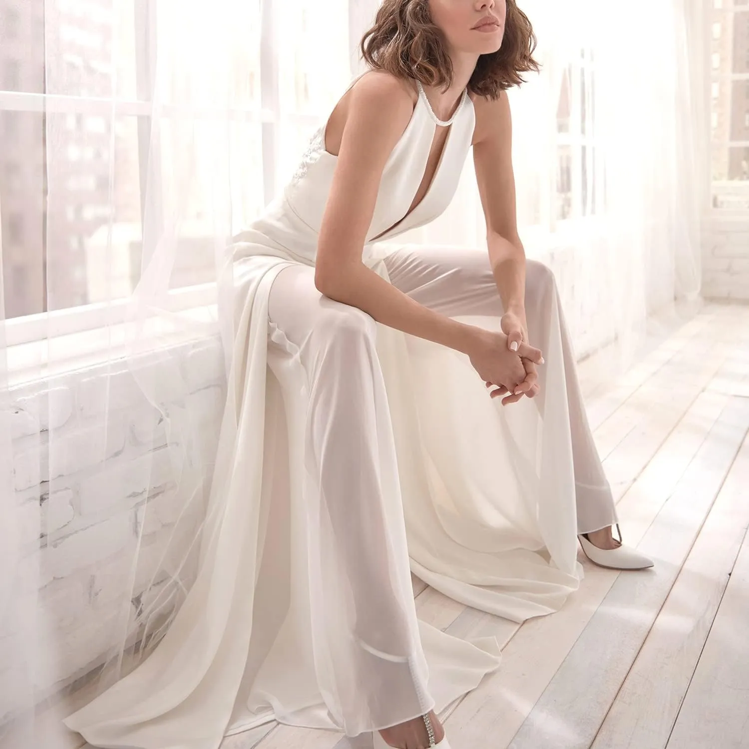 Women Sexy Deep V Neck Sleeveless Backless Lace Chiffon Long Maxi Cocktail Romper Jumpsuits