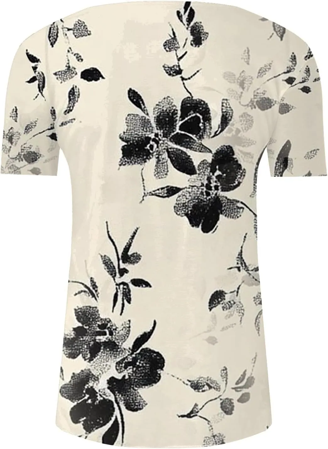 Women Summer Tops 2025 Fashion Short Sleeve V Neck Button Tshirt Boho Floral Printed Causal Dressy Waist Tighten Tee
