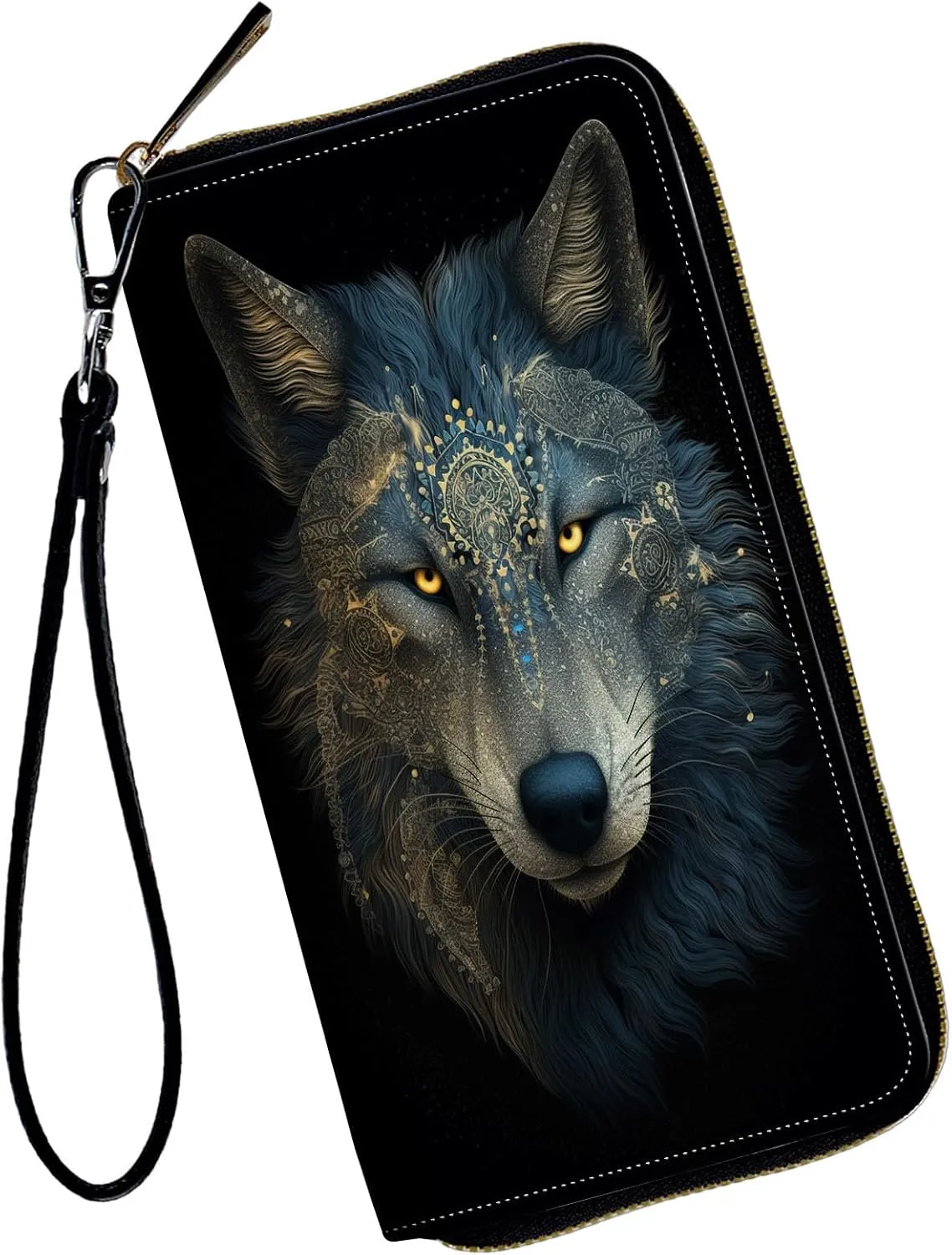 Women Wallets,Large Capacity Clutch Purse for Women Ladie Men Wallet Clearance Credit Card Holder PU Leather Handbag Clutch Purse,Amazing Wolf