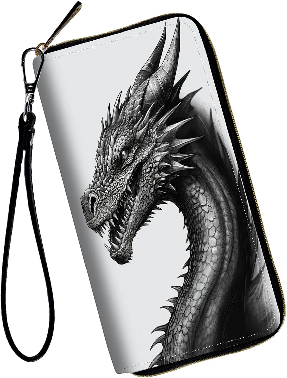 Women Wallets,Large Capacity Clutch Purse for Women Ladie Men Wallet Clearance Credit Card Holder PU Leather Handbag Clutch Purse,Black Dragon