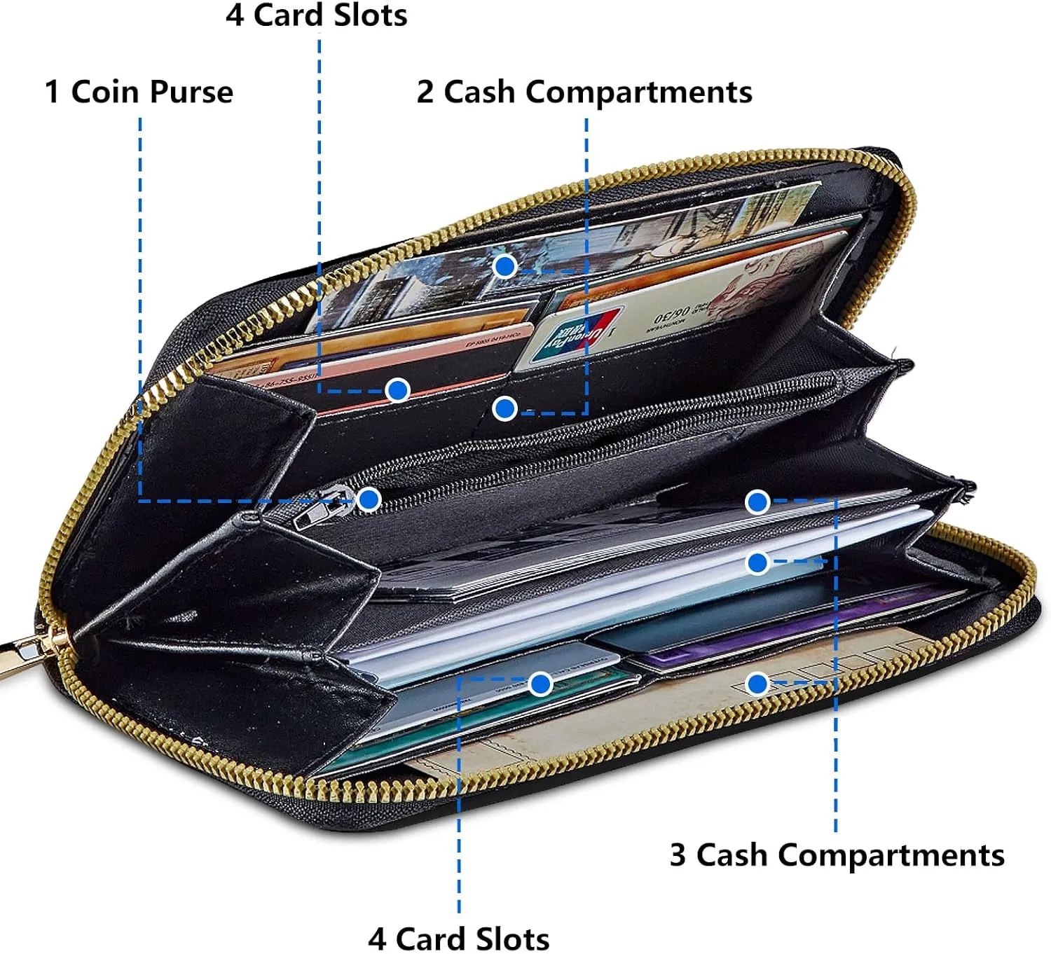 Women Wallets,Large Capacity Clutch Purse for Women Ladie Men Wallet Clearance Credit Card Holder PU Leather Handbag Clutch Purse,Black Dragon