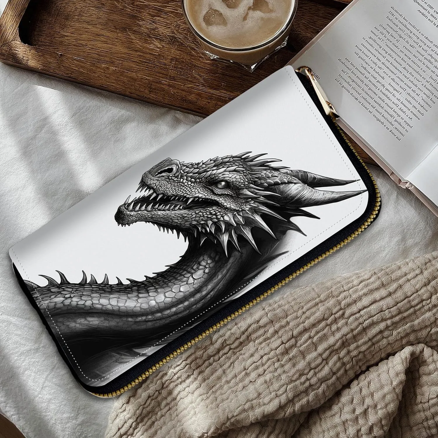 Women Wallets,Large Capacity Clutch Purse for Women Ladie Men Wallet Clearance Credit Card Holder PU Leather Handbag Clutch Purse,Black Dragon