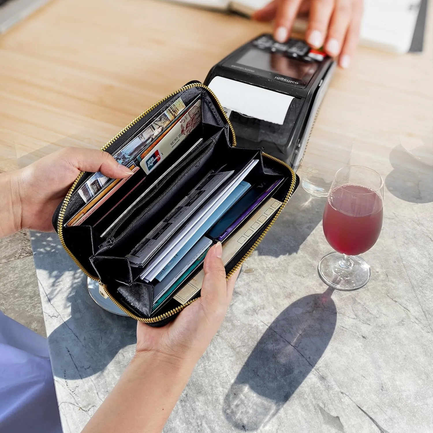 Women Wallets,Large Capacity Clutch Purse for Women Ladie Men Wallet Clearance Credit Card Holder PU Leather Handbag Clutch Purse,Evening by the Sea