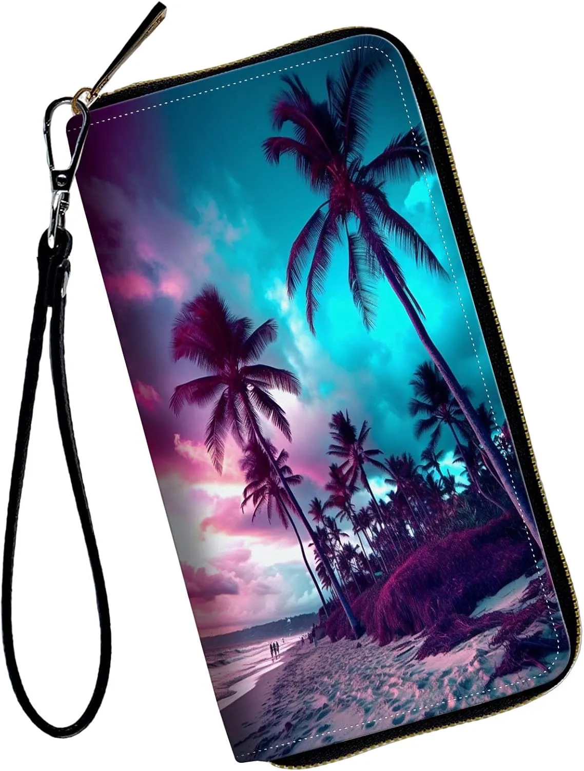 Women Wallets,Large Capacity Clutch Purse for Women Ladie Men Wallet Clearance Credit Card Holder PU Leather Handbag Clutch Purse,Evening by the Sea