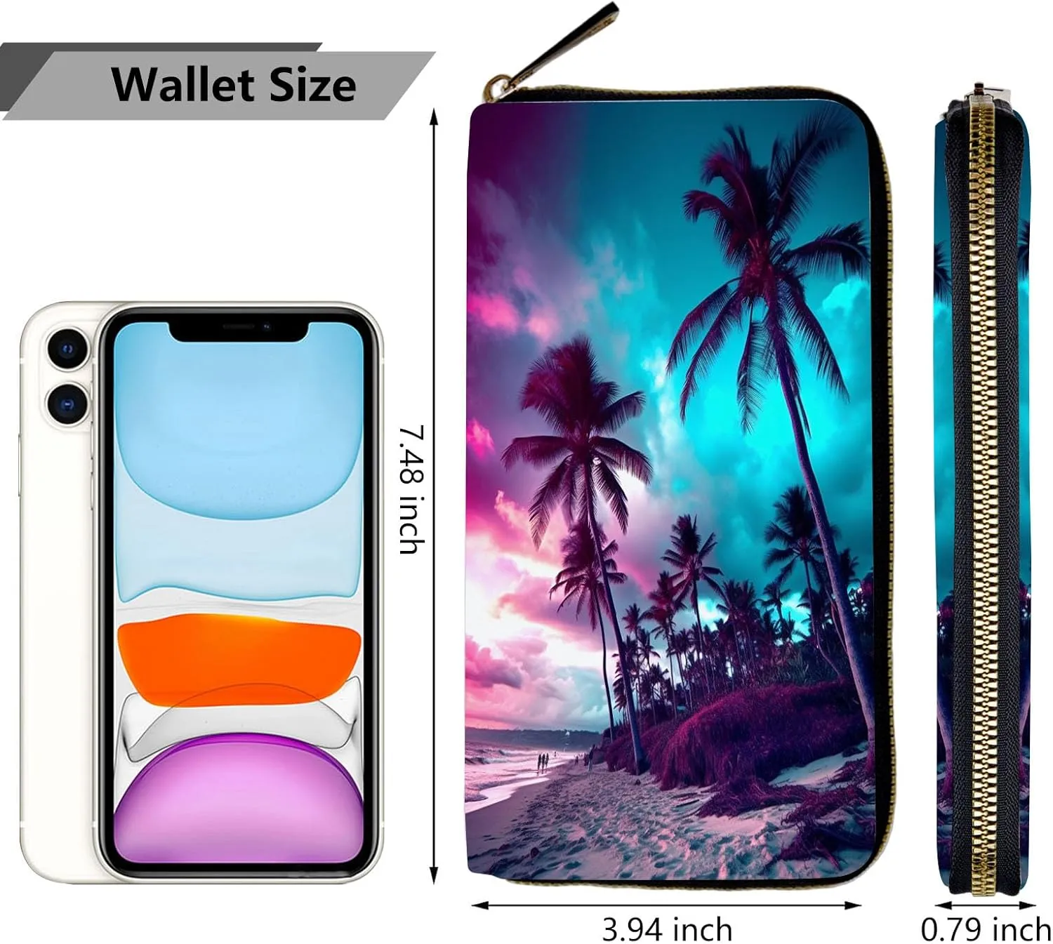Women Wallets,Large Capacity Clutch Purse for Women Ladie Men Wallet Clearance Credit Card Holder PU Leather Handbag Clutch Purse,Evening by the Sea