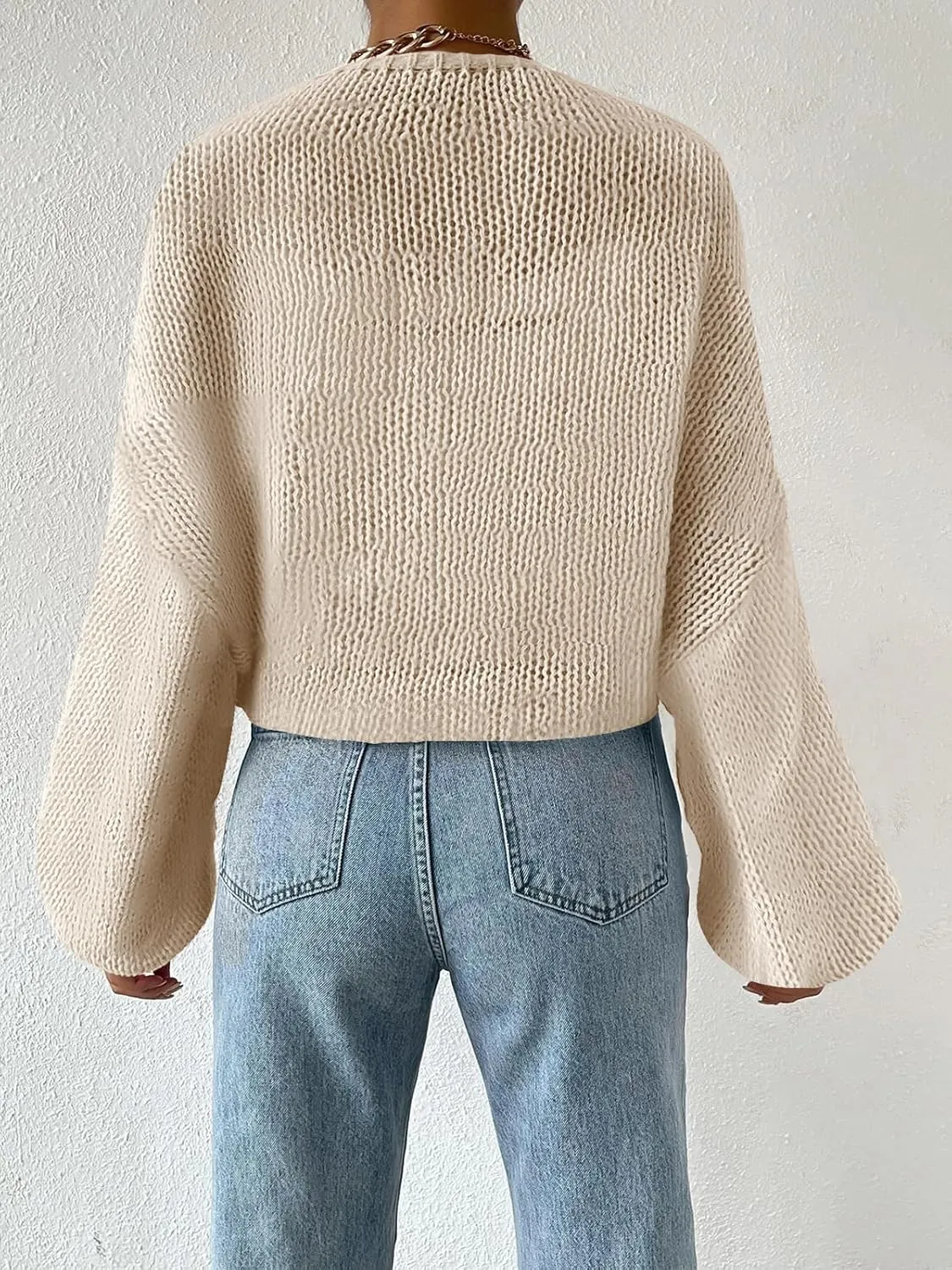 Women's Bolero Shrug Sweater Long Sleeve Open Front Crop Cardigan Top Outerwear