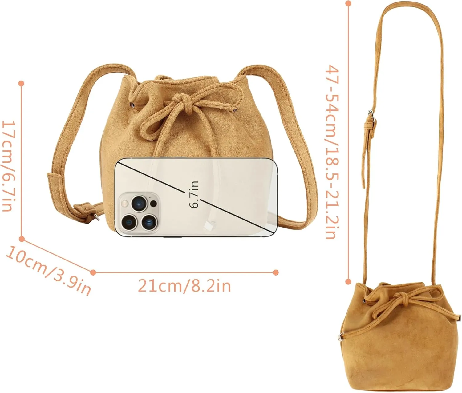 Women's Bucket Handbag Soft Leather Hobo Shoulder Lightweight Satchel Crossbody Purse (08045 Beige)