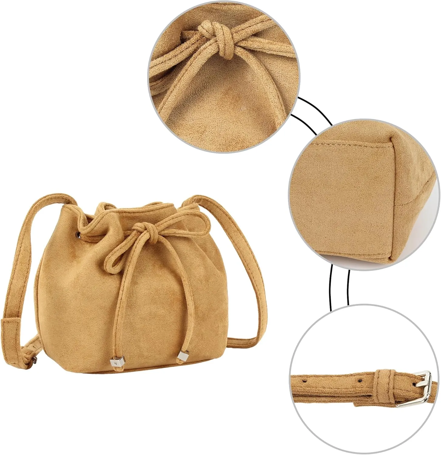 Women's Bucket Handbag Soft Leather Hobo Shoulder Lightweight Satchel Crossbody Purse (08045 Beige)