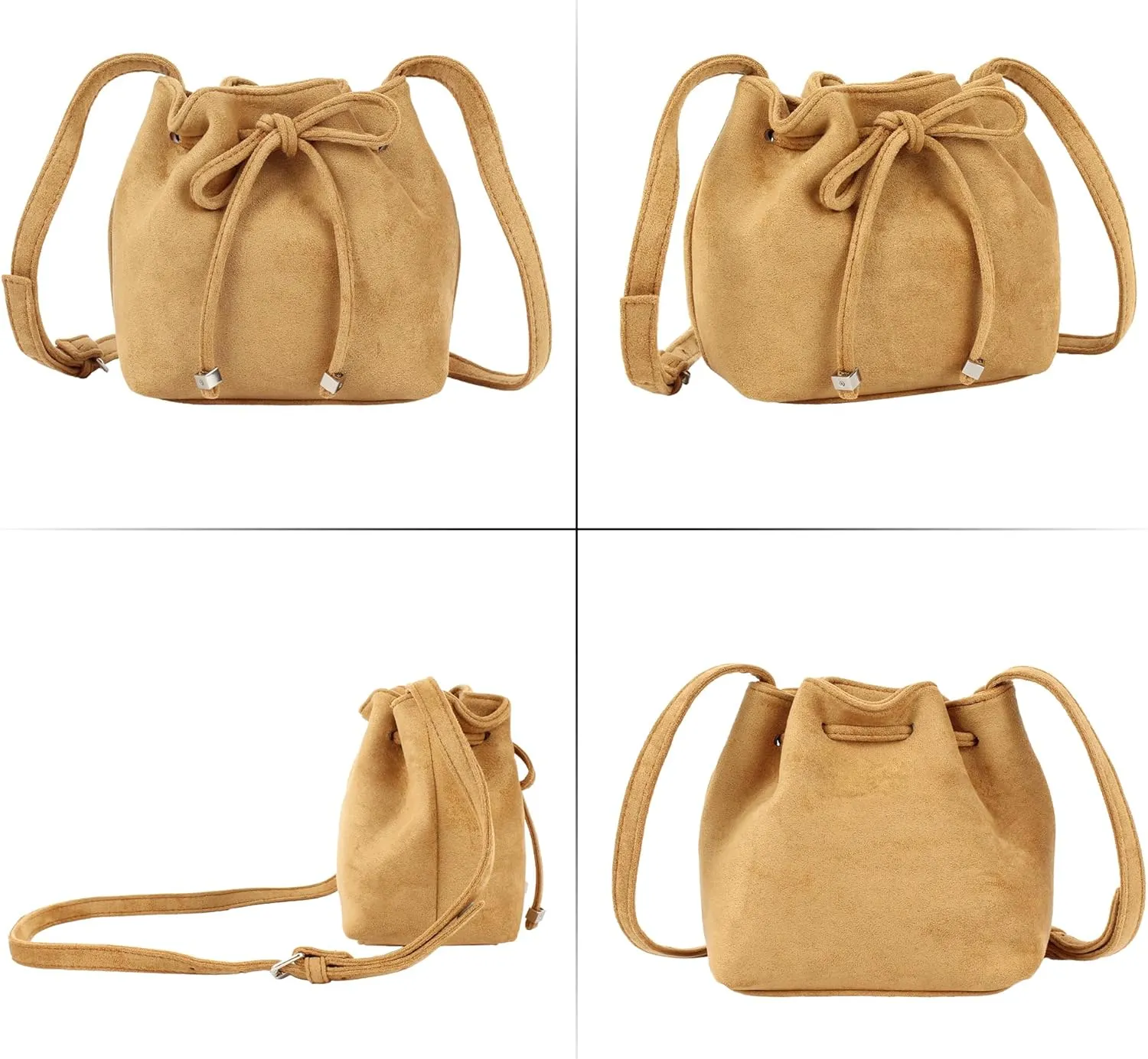 Women's Bucket Handbag Soft Leather Hobo Shoulder Lightweight Satchel Crossbody Purse (08045 Beige)