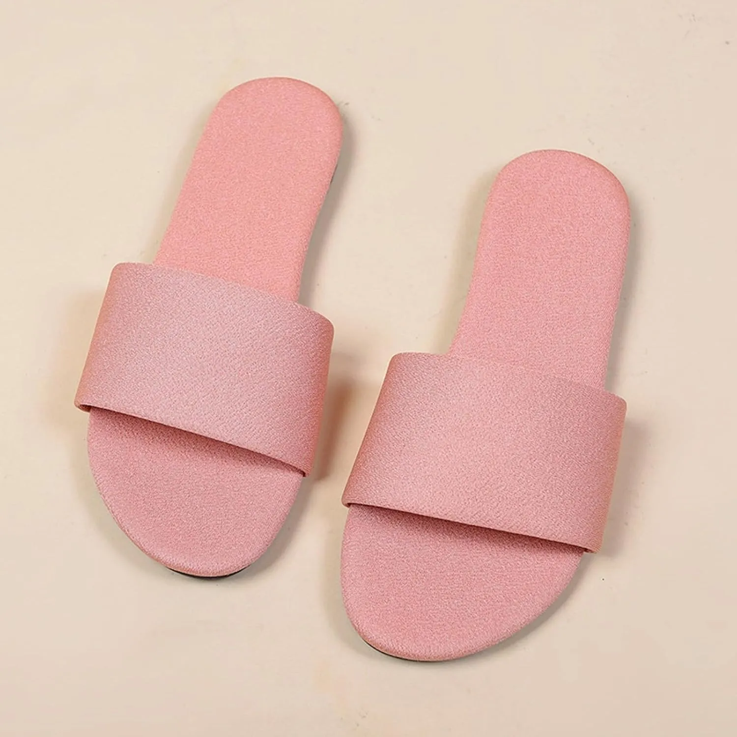 Women's Cute Slip On Studded Flat Slides Sandals 2025 Open Toe Solid Color Fashion Slip-on Leather Flat Slippers Wide Width Outdoor Lightweight Casual Summer Beach Vacation Shoes