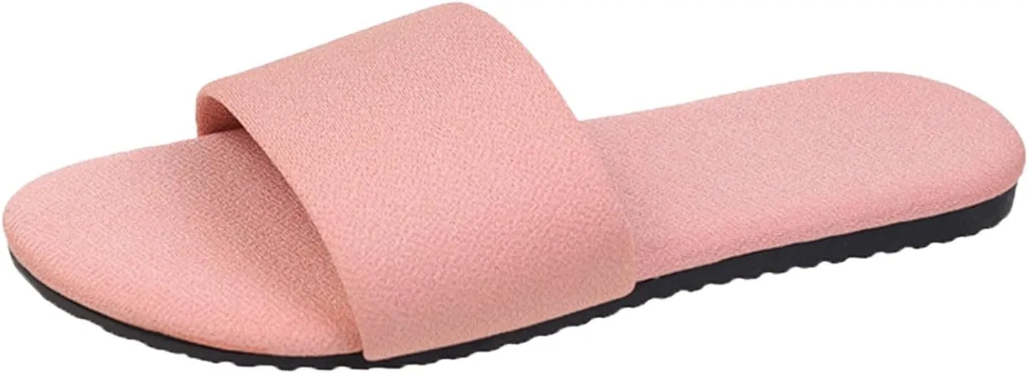 Women's Cute Slip On Studded Flat Slides Sandals 2025 Open Toe Solid Color Fashion Slip-on Leather Flat Slippers Wide Width Outdoor Lightweight Casual Summer Beach Vacation Shoes